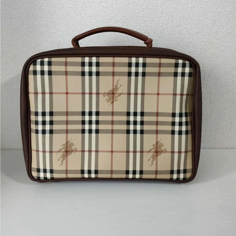 Burberry Tan and Brown Plaid Briefcase